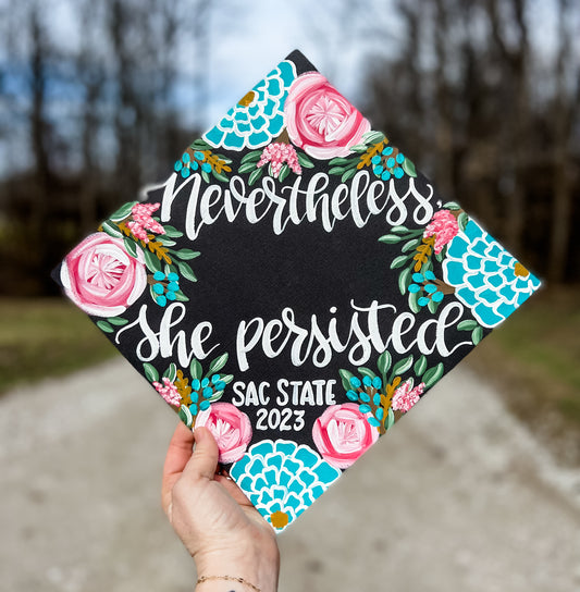 Hand painted, Hand Lettered Custom Graduation cap TOPPER