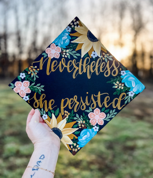 Hand painted, Hand Lettered Custom Graduation cap TOPPER